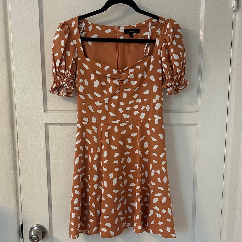 Lulu's Terracotta and White Mini Dress